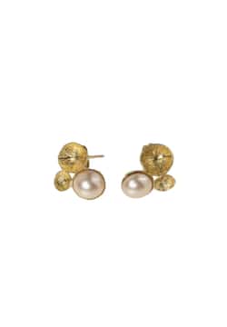 Kalliope Brass Earrings with Creamrose Pearl
