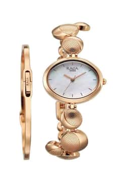 Titan Raga Power Pearls Quartz Analog Mother Of Pearl Dial Metal Strap Watch for Women