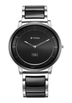 Titan Edge Fusion Quartz Analog Black Dial Two Toned Steel & Ceramic Strap Watch for Men