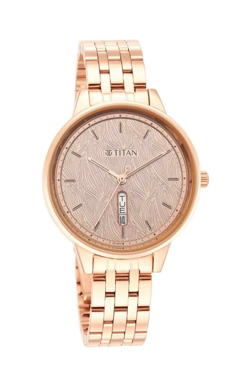 

Titan | Titan Workwear Quartz Analog with Day and Date Rose Gold Dial Stainless Steel Strap Watch for Women