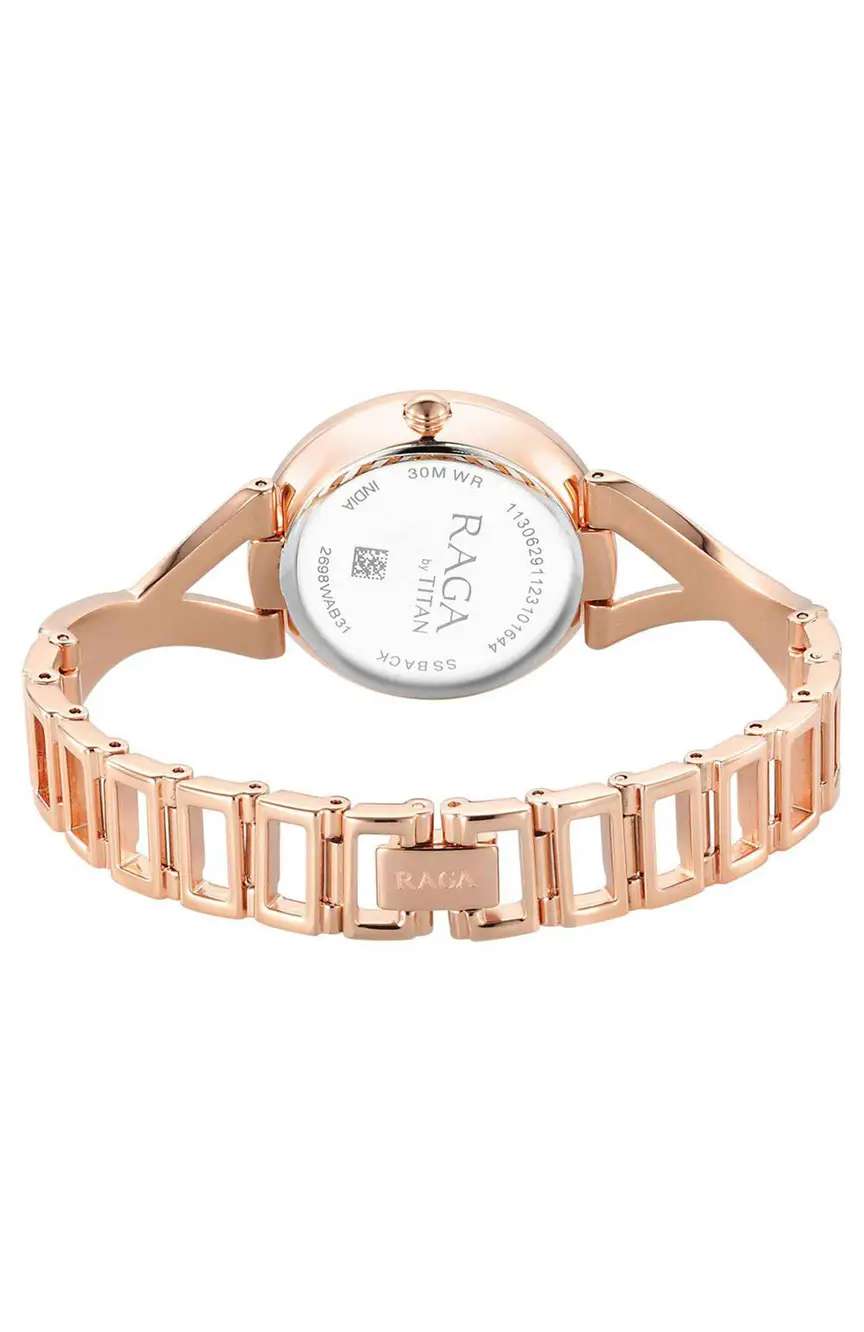 Titan Raga Chic Quartz Analog Rose Gold Dial Metal Strap Watch for Women