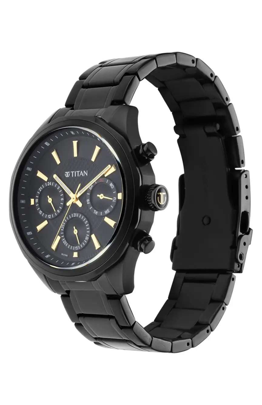 Titan Regalia Opulent Multifunction Black Dial Black Stainless Steel Strap Watch For Men