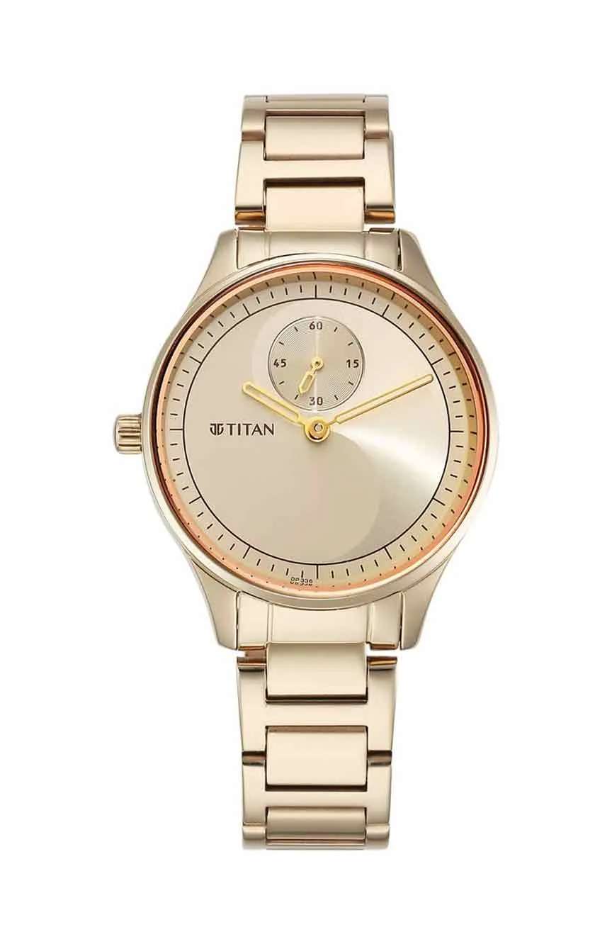Titan Yin & Yang Light Champange Dial Analog Stainless steel Strap Watch for Women