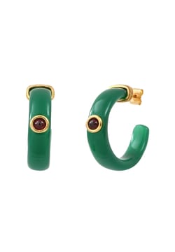 Satellite Masseria Gemstone Hoop Earrings- Green