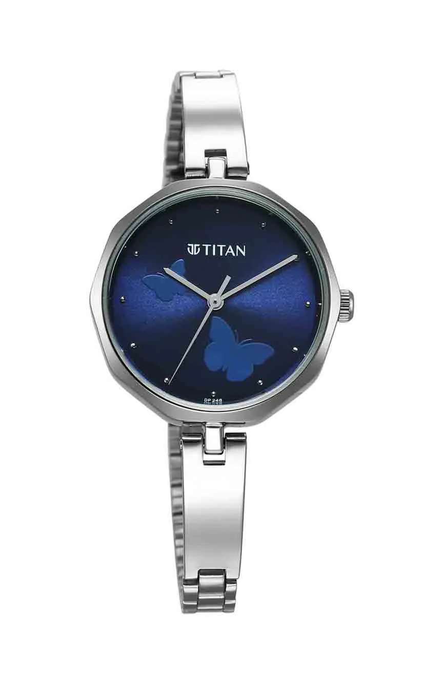 Titan Karishma Quartz Analog Blue Dial Stainless Steel Strap Watch for Women