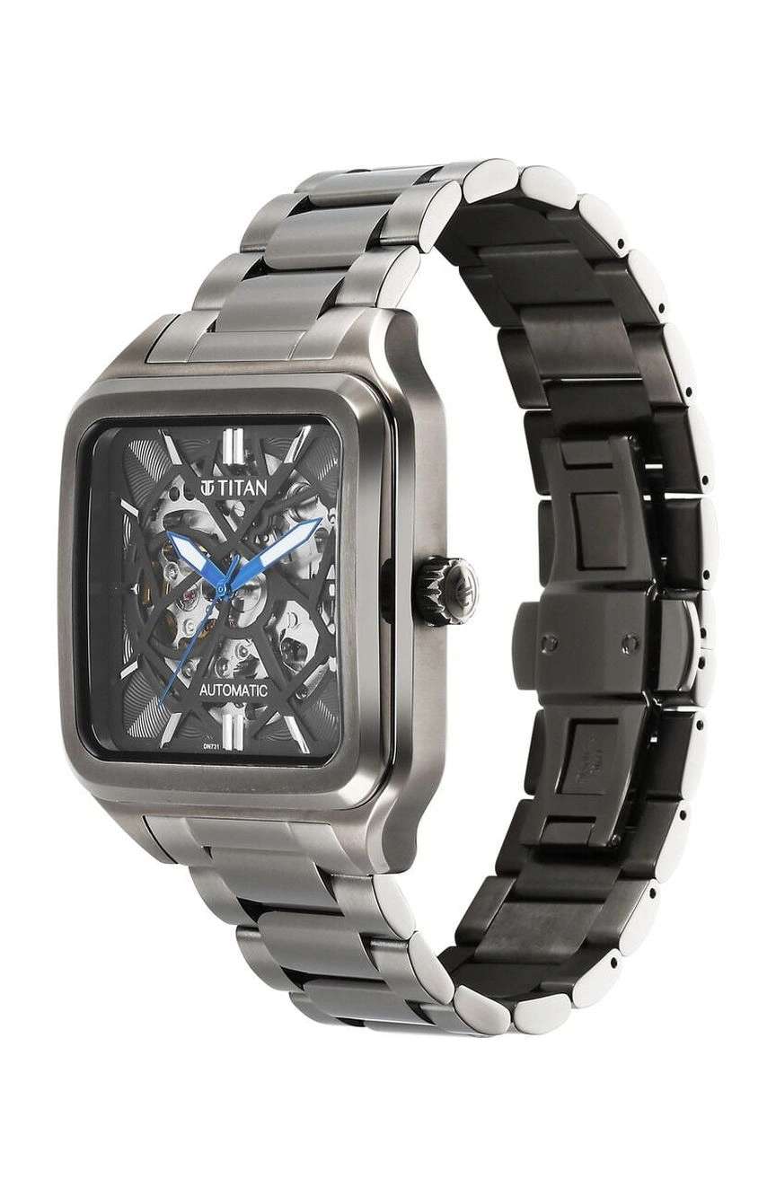 Titan Shaped Automatics Anthracite Dial Grey Stainless Steel Strap watch for Men
