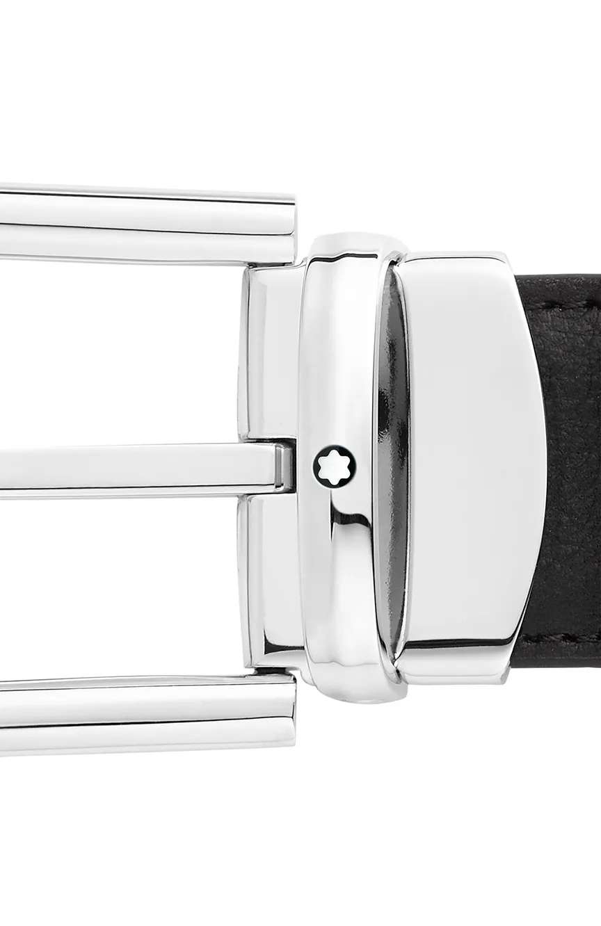 Montblanc Horseshoe Buckle Black and Brown 30 MM Reversible Leather Belt