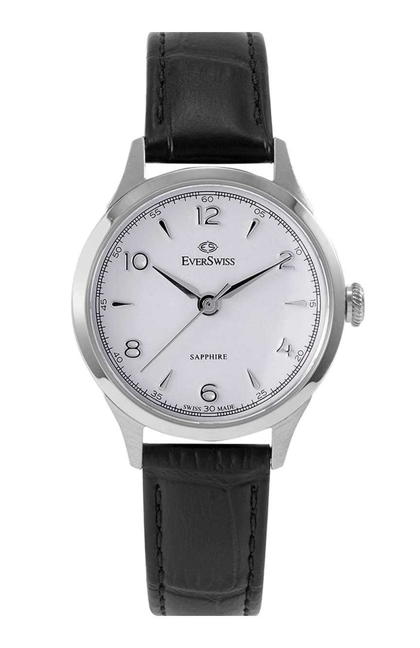 EverSwiss Ladies Black leather strap watch