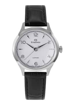 EverSwiss Ladies Black leather strap watch