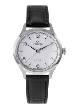 EverSwiss Ladies Black leather strap watch