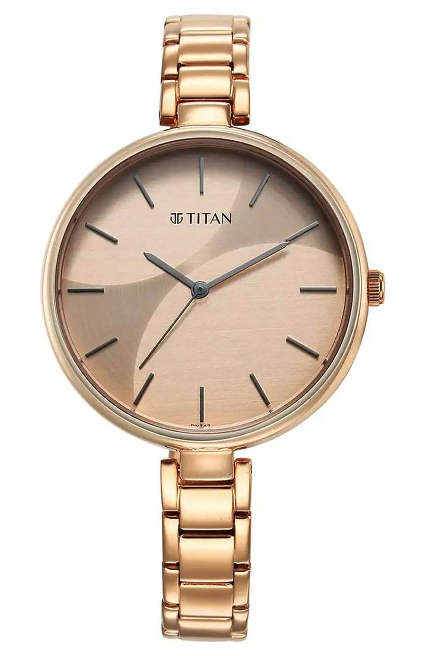 تيتان ساعة تيتان بيربل ستاكيبلز كوارتز بميناء ثنائي اللون وسوار ستانلس إستيل للنساء