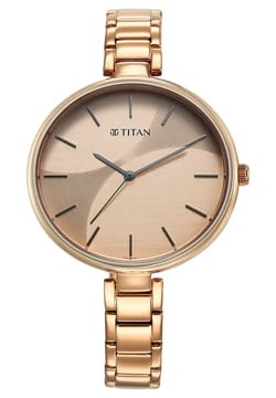 Titan ساعة تيتان بيربل ستاكيبلز كوارتز بميناء ثنائي اللون وسوار ستانلس إستيل للنساء