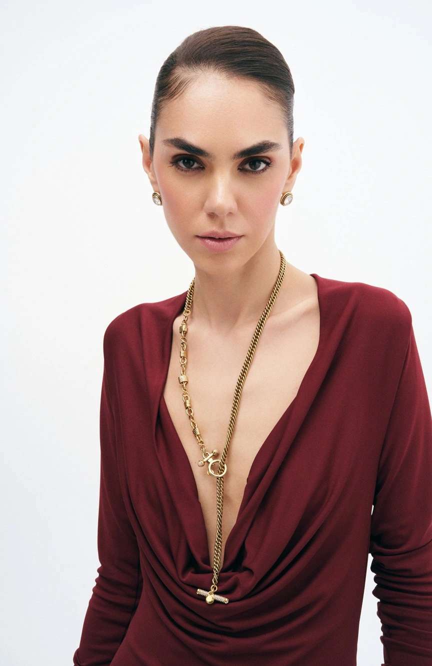 Mon Reve Gold Plated Zircon Chain Necklace