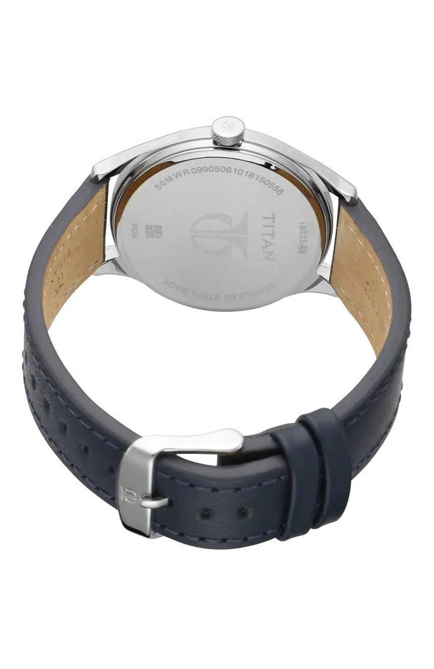 تيتان ساعة تيتان مينيماليست بسوار جلدي وعقارب متباينة للرجال