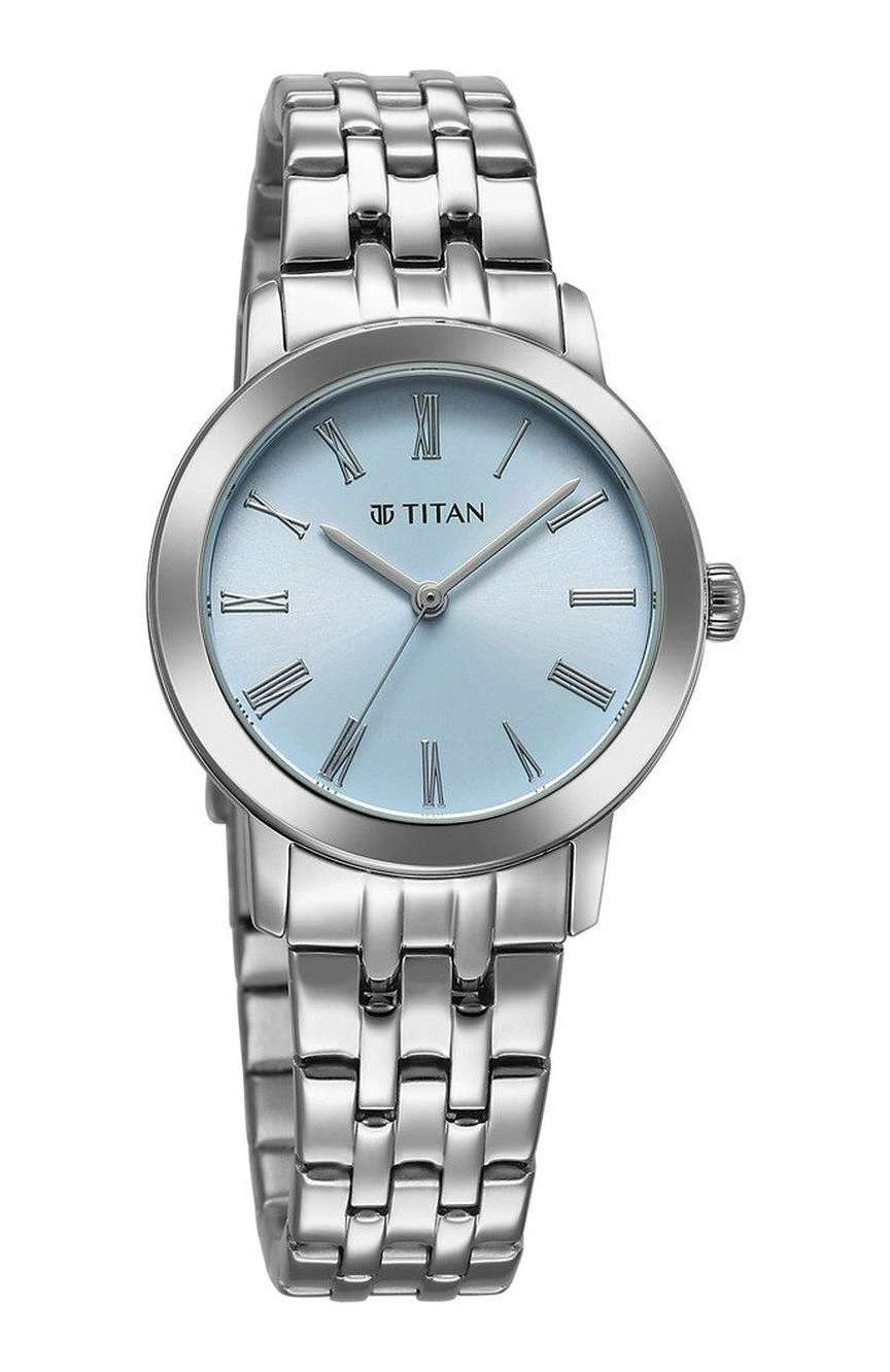 Titan Workmode Quartz Analog Blue Dial Stainless Steel Strap Watch For Women