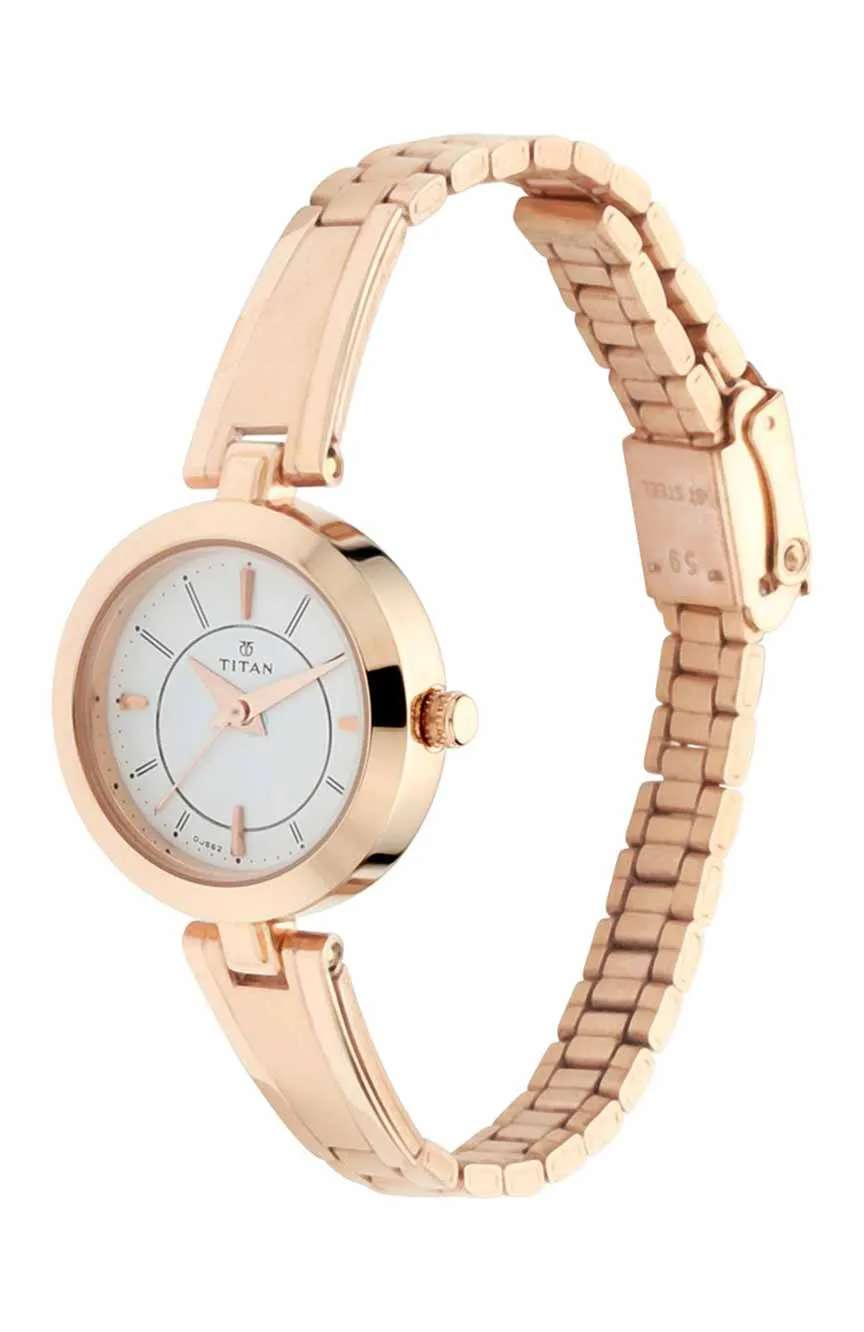 Titan Quartz Analog Silver Dial Metal Strap Watch for Women