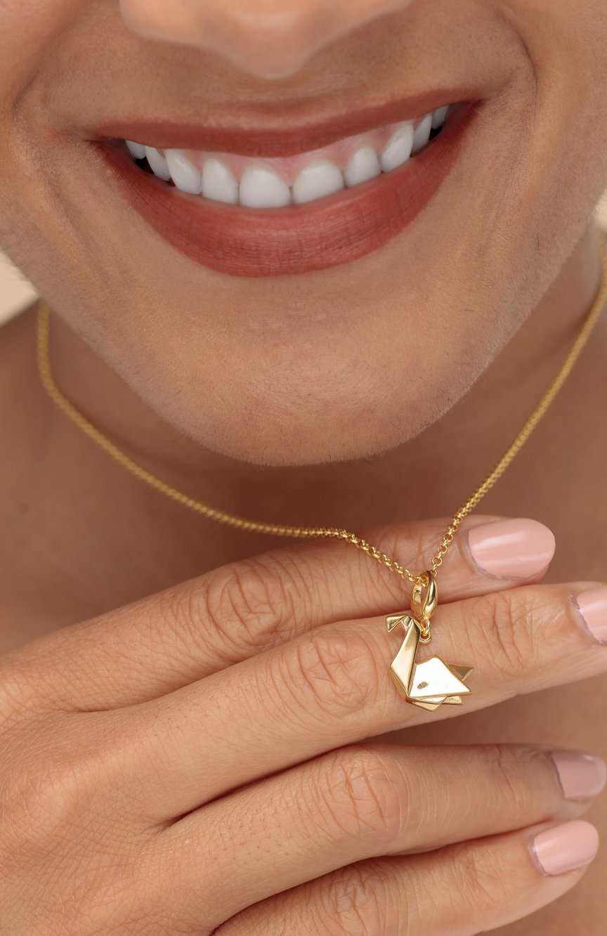 Lily Charmed Gold Plated Origami Swan Charm