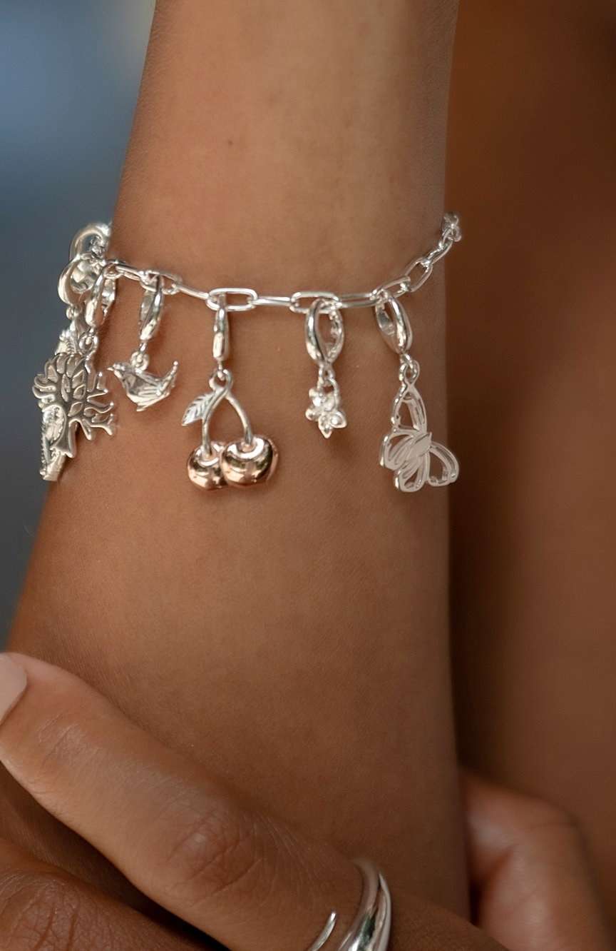 Lily Charmed Silver Cherry Charm