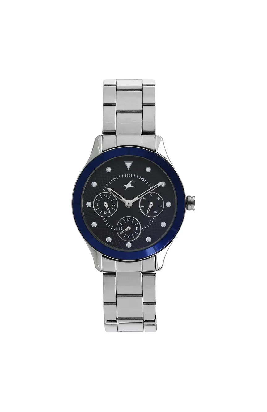 

Titan | Fastrack All Nighters Quartz Multifunction Blue Dial Metal Strap Watch for Girls
