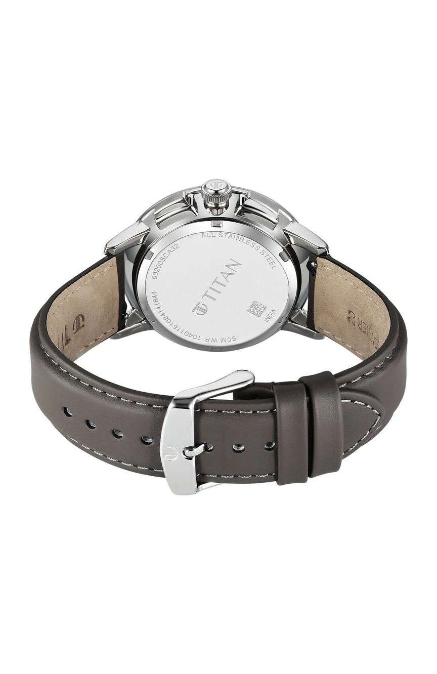 Titan Light leathers Multifunction Anthracite Dial Leather Strap Watch For Men