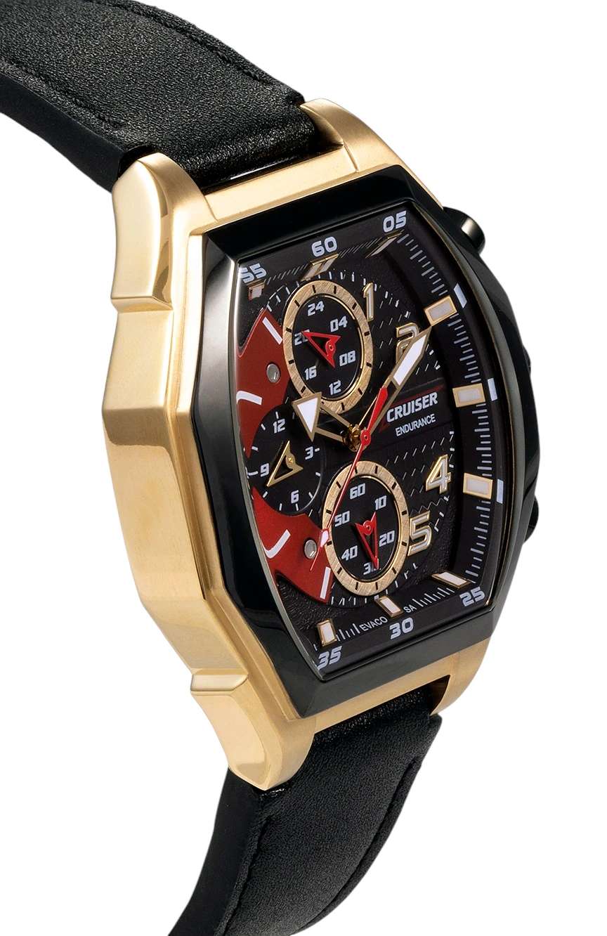 كروزر Gents Black leather strap watch