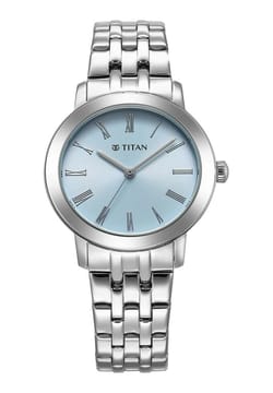 Titan Workmode Quartz Analog Blue Dial Stainless Steel Strap Watch For Women