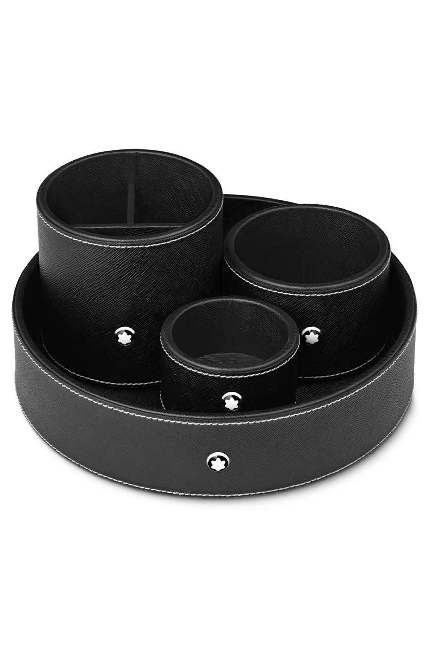 مون بلان درج مكتب دائري كبير جلد أسود