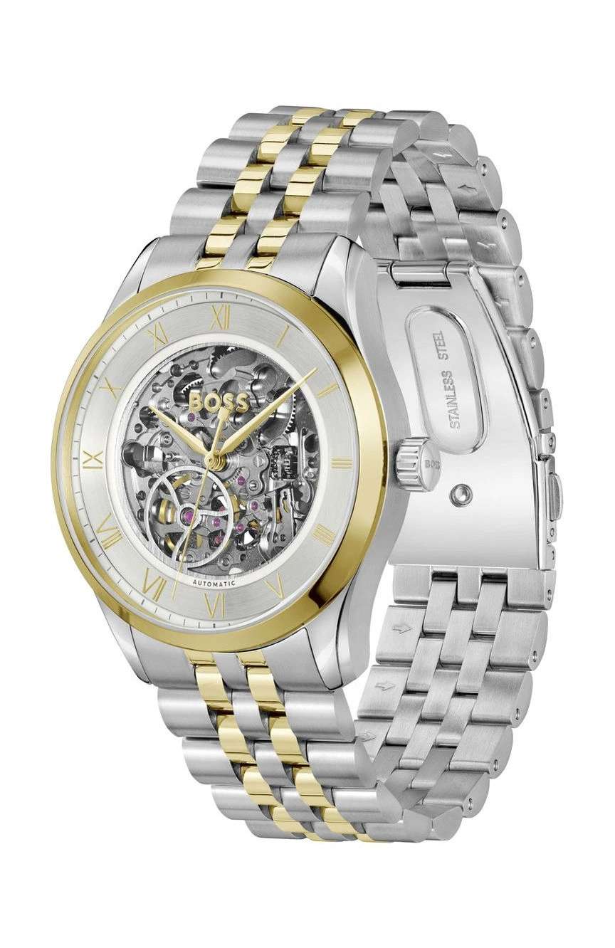 بوص ساعة بوص برينسيبل سكيليتون مستديرة بسوار من الفولاذ المقاوم للصدأ مقاس 41 مم للرجال