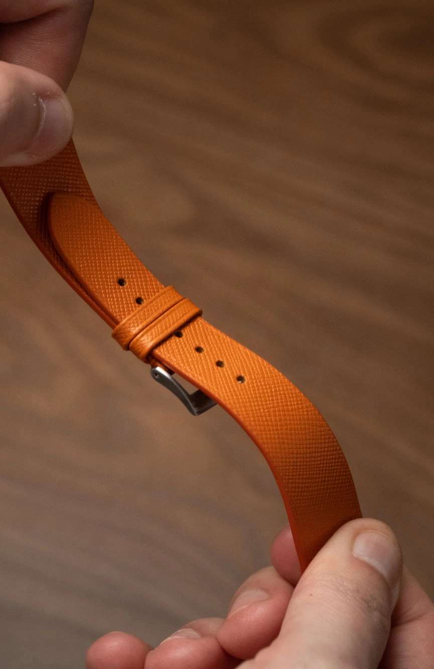 Delugs Leather - Orange Saffiano Stitchless Strap
