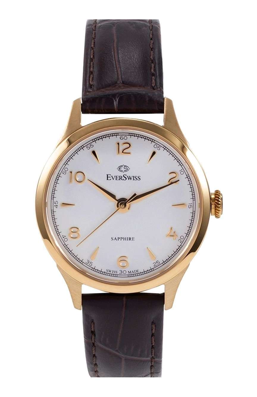 EverSwiss Ladies Dark Brown leather strap watch
