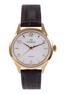 EverSwiss Ladies Dark Brown leather strap watch
