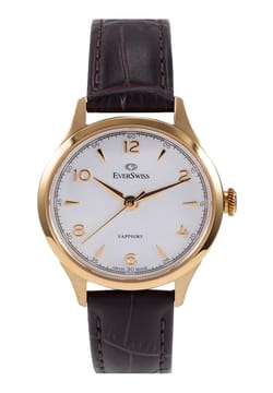 EverSwiss Ladies Dark Brown leather strap watch
