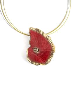 Fili Plaza Nenufar bronze red pendant necklace