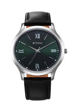 Titan ساعة تيتان كاريشما كوارتز انالوج بميناء أخضر وسوار جلدي للرجال