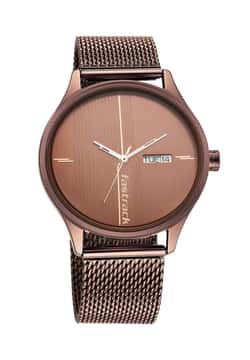 Titan Fastrack Style Up Quartz Analog with Day and Date Brown Dial Stainless Steel Strap Watch for Guys