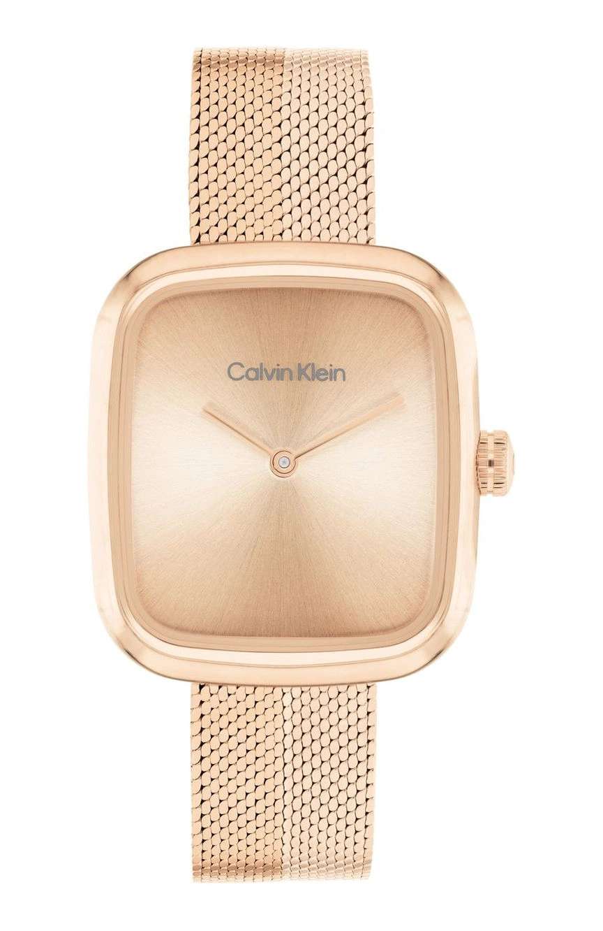 كلفن كلاين ساعة كلفن كلاين أدور بميناء مستطيل مقاس 27 مم وسوار ستانلس إستيل للنساء