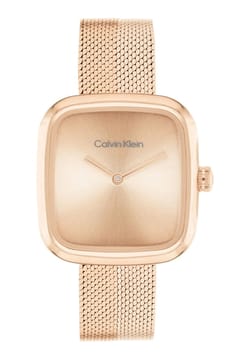 Calvin Klein ساعة كلفن كلاين أدور بميناء مستطيل مقاس 27 مم وسوار ستانلس إستيل للنساء
