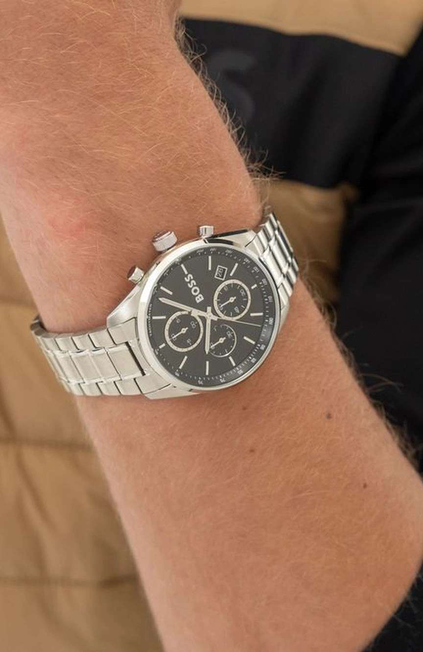 بوص ساعة بوص جراند بريكس 40 مستديرة بسوار من الفولاذ المقاوم للصدأ مقاس 40 مم للرجال