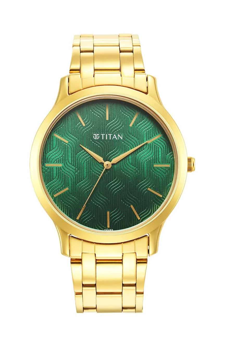 Titan Karishma Radiance Green Dial Analog Stainless Steel Strap watch for Men