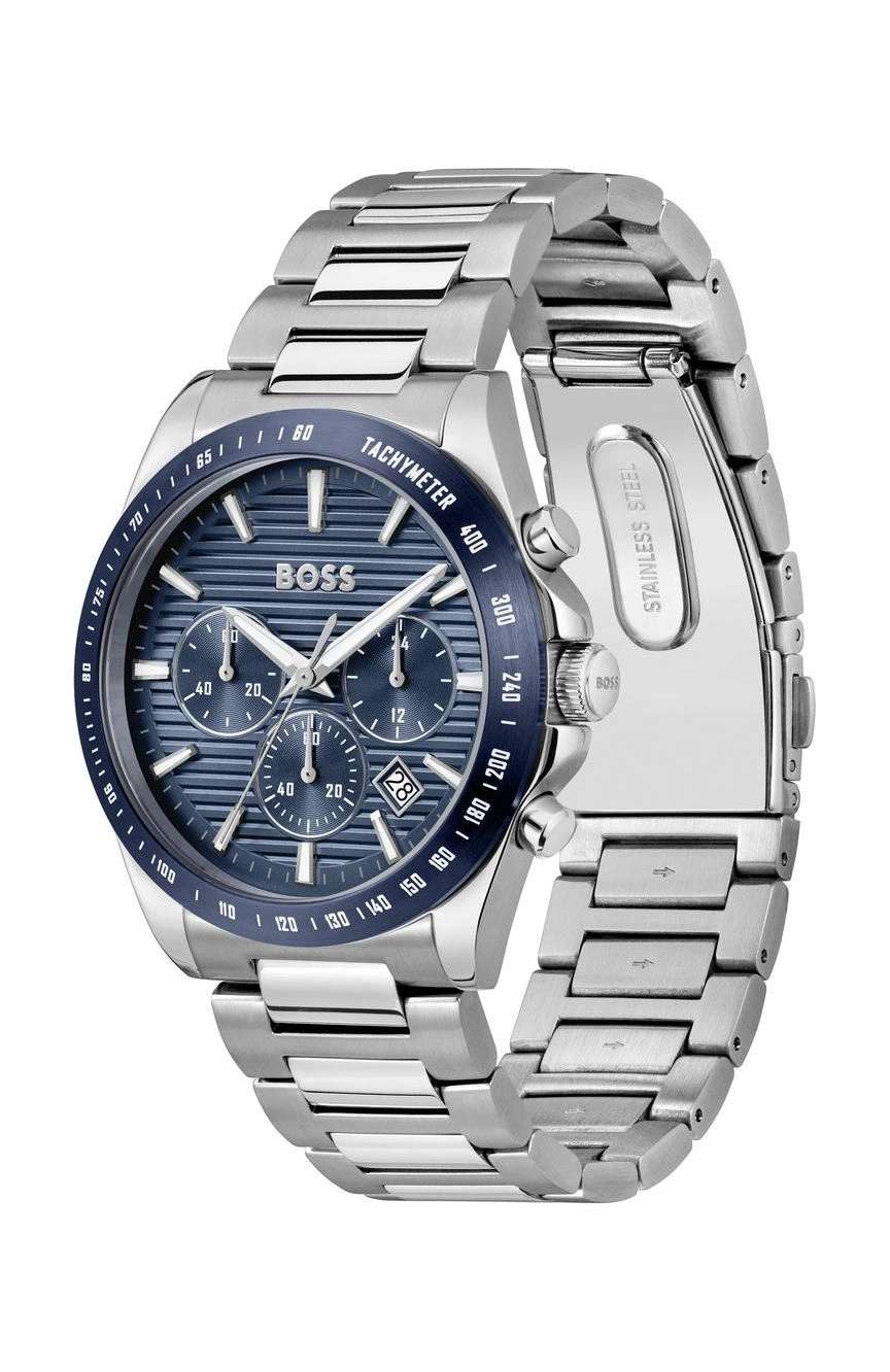 بوص ساعة بوص سترايك مستديرة بسوار من الفولاذ المقاوم للصدأ مقاس 41 مم للرجال