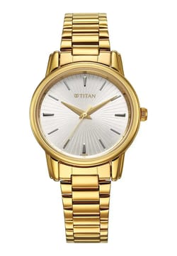 Titan Karishma Quartz Analog Silver Dial Golden Stainless Steel Strap Watch For Women
