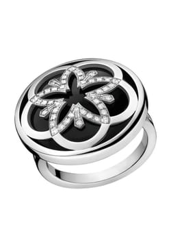 OMEGA Flower Ring 18k white gold diamonds onyx