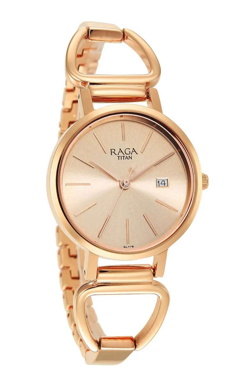 Titan Rose Gold Dial Quartz Analog with Date Watch for Women