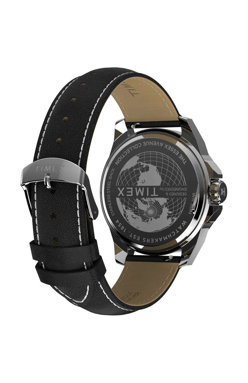 Timex Essex 46mm Leather Strap Watch