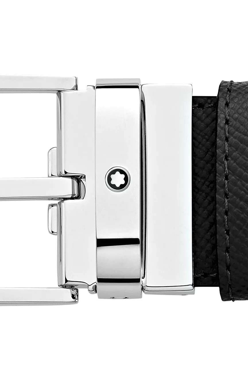 مون بلان حزام جلدي ذو وجهين أسود/بُنّي