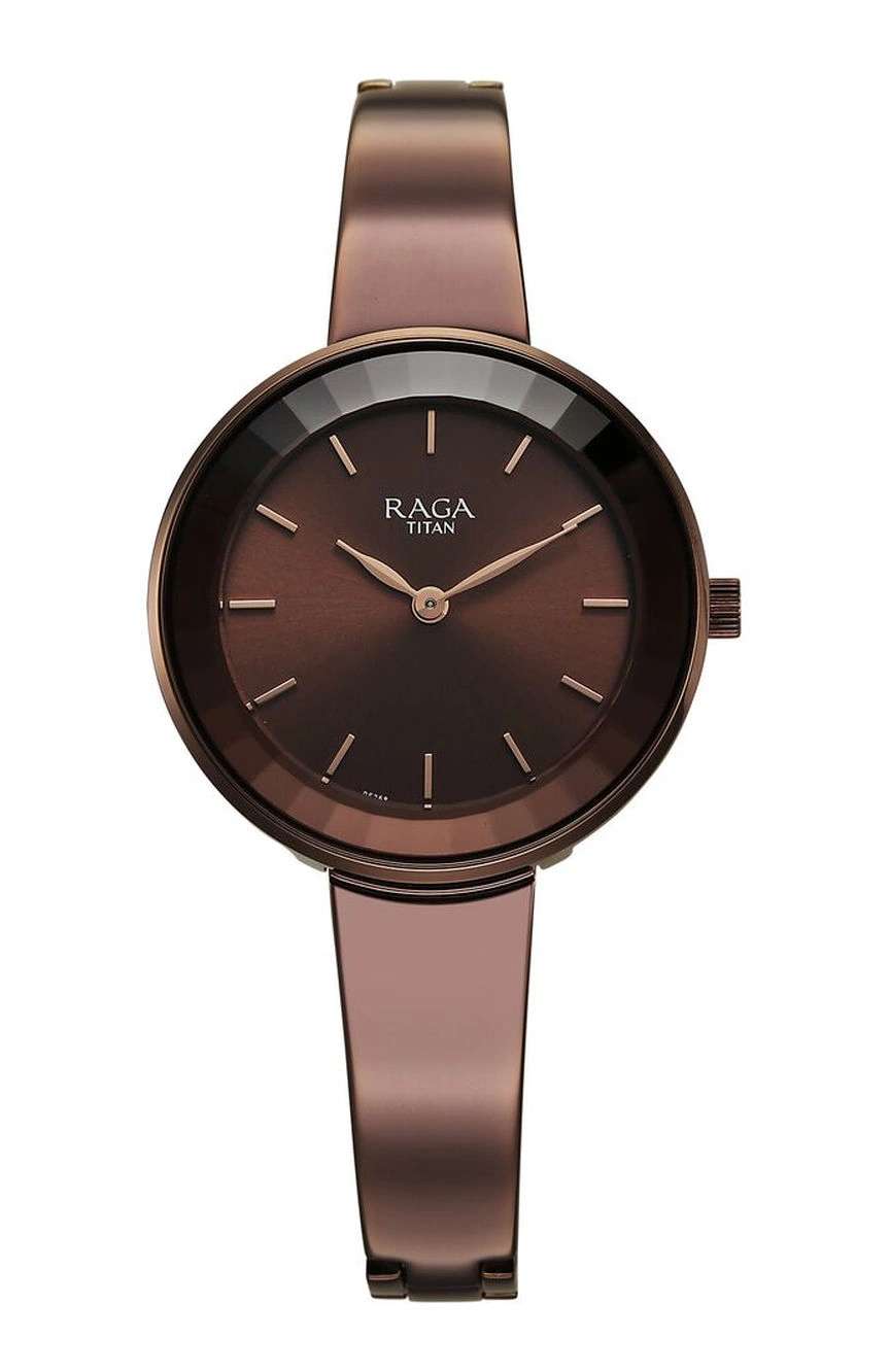 Titan Raga Showstopper Quartz Analog Brown Dial Metal Strap Watch For Women