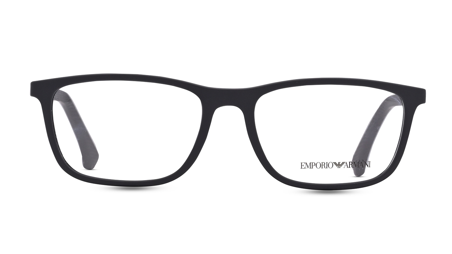 Emporio Armani Men Rectangle Black Rubber Eyeglass | RivoliShop.com