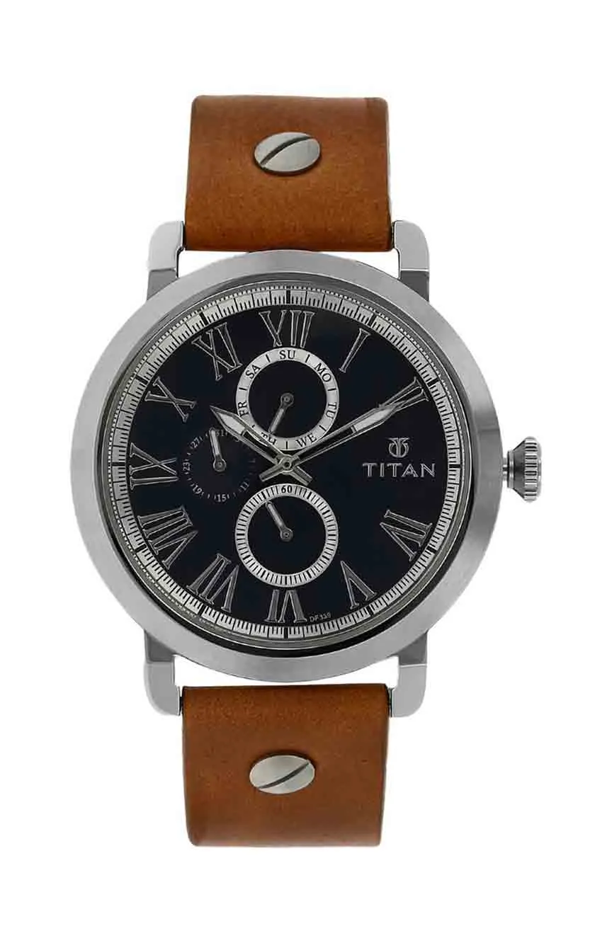 

Titan | Titan Quartz Multifunction Blue Dial Leather Strap Watch for Men