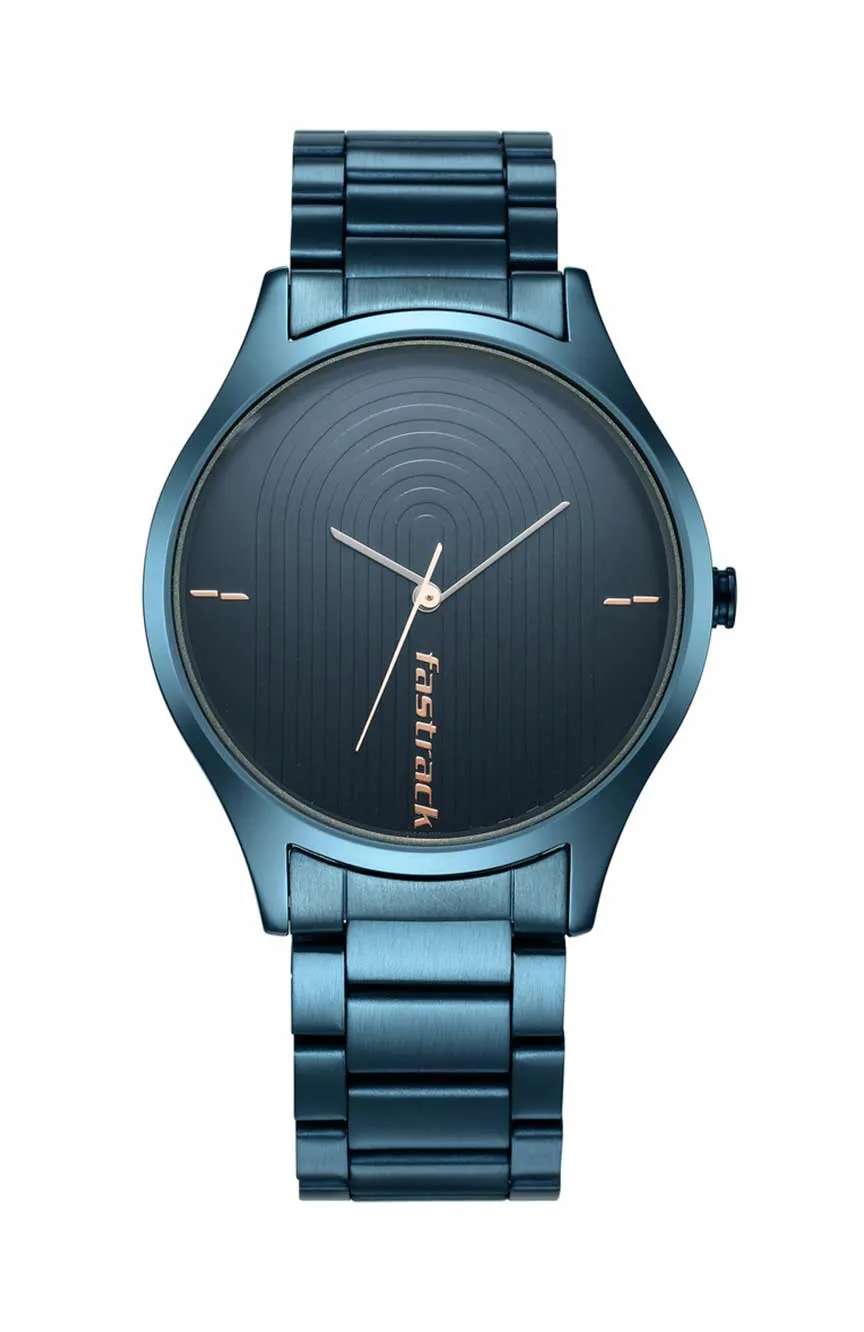 Titan Fastrack Style Up Quartz Analog Blue Dial Stainless Steel Strap Watch for Guys