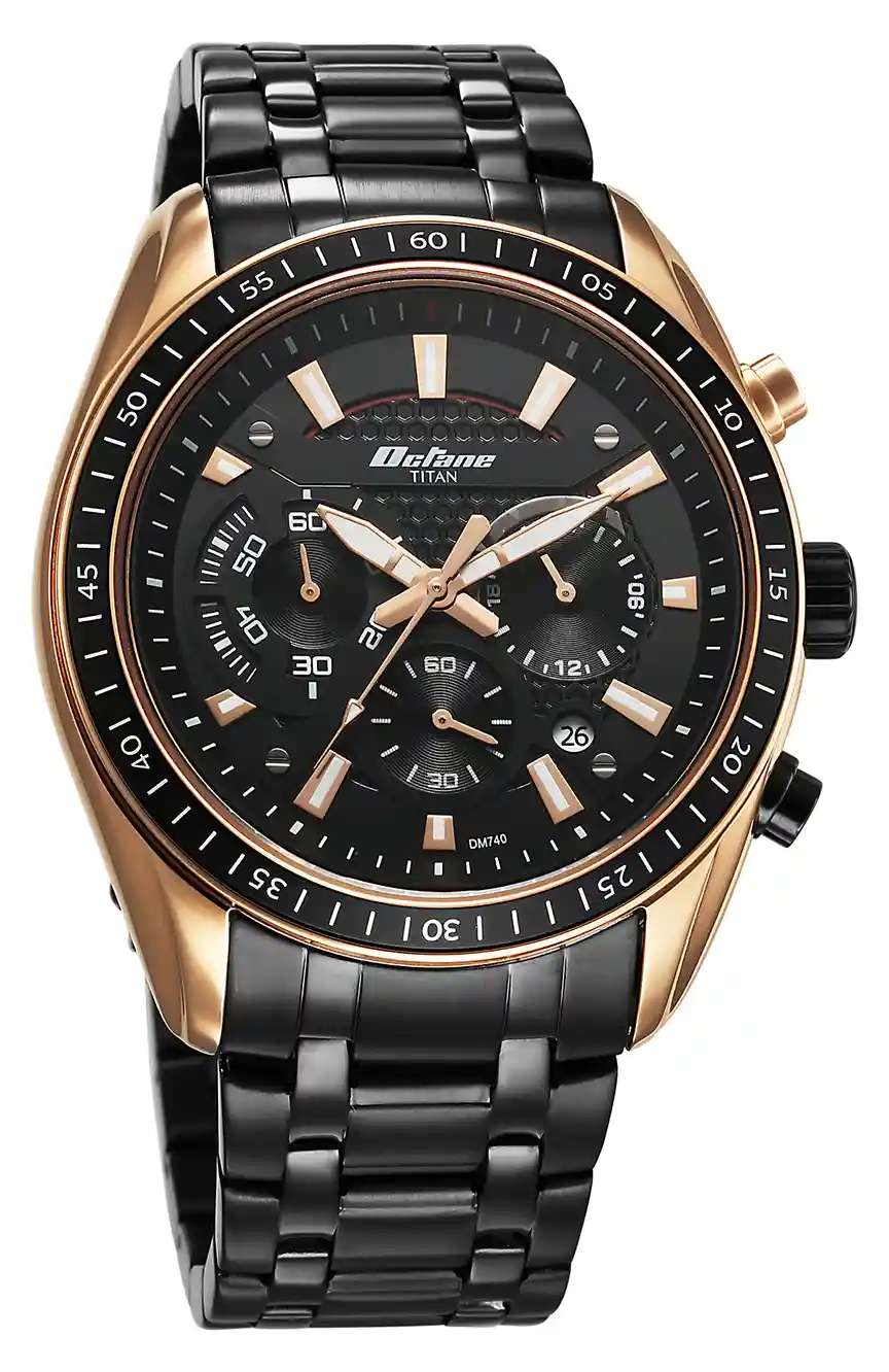 Titan Octane Sports Fashion Chronograph Steel Black Strap Watch For Men